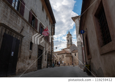 San Quirico d'Orcia a picturesque medieval town in the heart of Tuscany 119259412