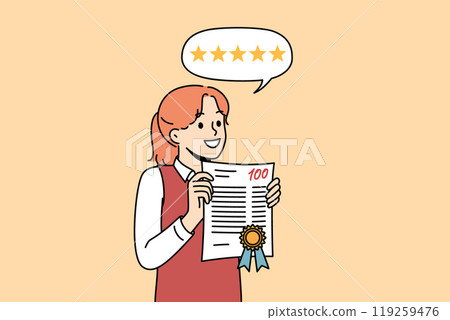 School girl received 100 points for educational test, for accelerated promotion to next grade 119259476