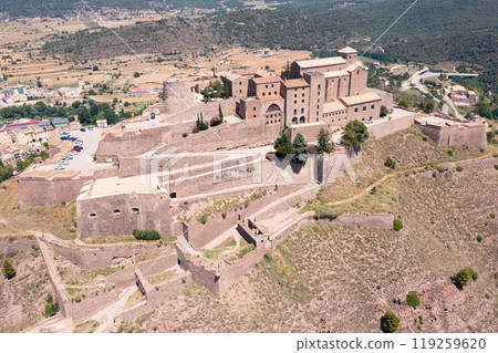 Panoramic view from drone on the Cardona castle. Catalonia, Spain Panoramic view from drone on the Cardona castle. Catalonia, Spain 119259620