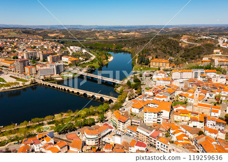View from drone of Mirandela city, Portugal View from drone of Mirandela city, Portugal 119259636
