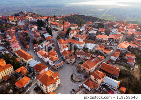 Aerial view of the small tourist town of Sighnaghi 119259640