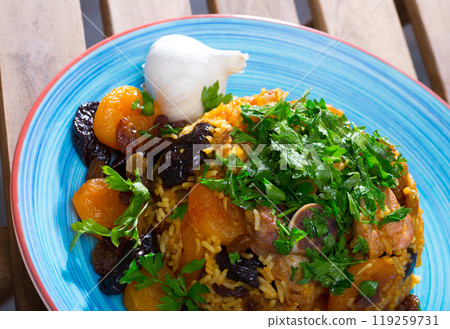 Traditional Central-Asian dish Pilaf Traditional Central-Asian dish Pilaf 119259731