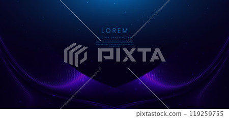 Abstract technology glowing blue wave lines and lighting effect sparkle. 119259755