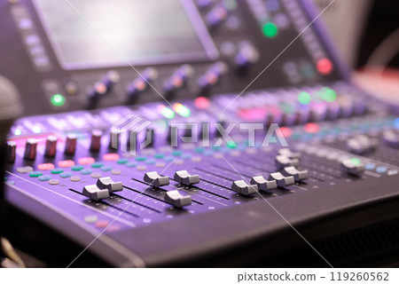 modern professional sound mixing console close up 119260562