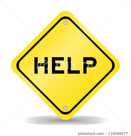Yellow color transportation sign with word help on white background 119260677