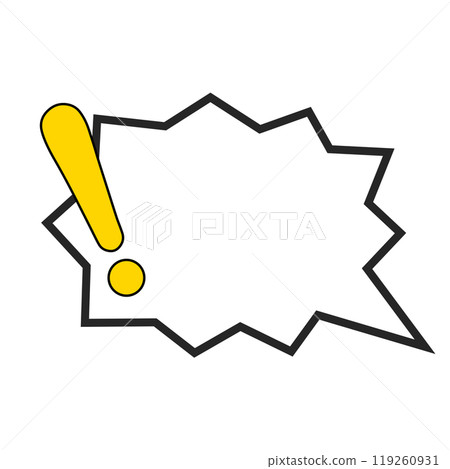 鋸齒形氣泡,右側有實心黃色驚嘆號 鋸齒形氣泡,右側有實心黃色驚嘆號 119260931