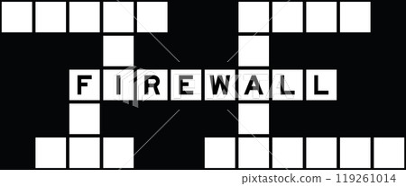 Alphabet letter in word firewall on crossword puzzle background 119261014