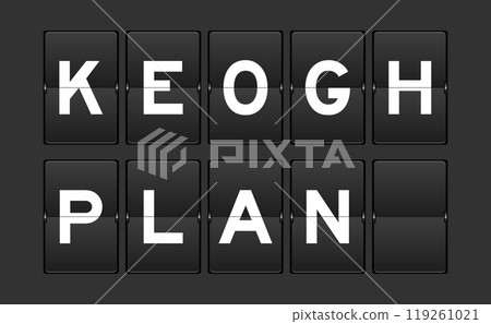 Black color analog flip board with word keogh plan on gray background 119261021