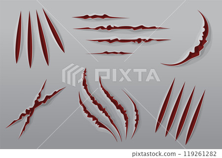Claws scratches vector set. Concept of Halloween 119261282