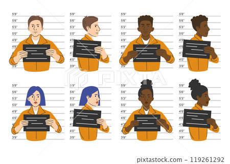 Criminal mugshot set vector isolated. 119261292