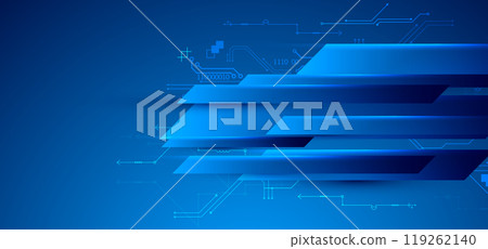 Abstract technological illustration with neon lights on a dark blue gradient background. This vector was hand drawn. Abstract technological illustration with neon lights on a dark blue gradient background. This vector was hand drawn. 119262140