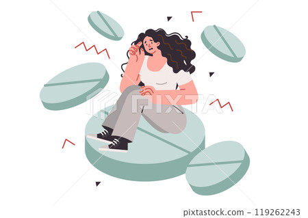 Woman is on antidepressant pills that cause addiction and problems with perception Woman is on antidepressant pills that cause addiction and problems with perception 119262243