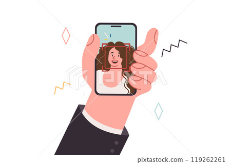 Face id technology for unlocking phone and biometric identification allowing access to application 119262261