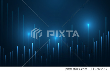 Dark blue abstract technology background with business candle stick graph chart of stock market investment trading concept 119263587