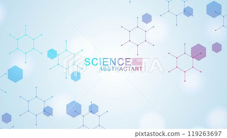 Health care abstract background with lines, dots and hexagons. Medical innovation banner template concept. Vector illustration. 119263697