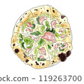 Cabbage and bacon pizza 119263700