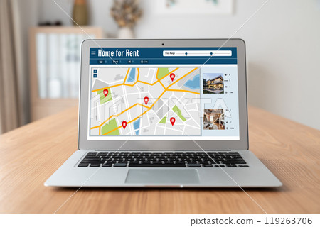 Online Real Estate Rental Search Snugly On Computer Online Real Estate Rental Search Snugly On Computer 119263706
