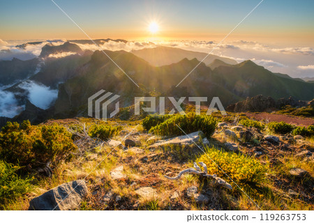 View of mountains from Pico Ruivo, Madeira, Portugal 119263753