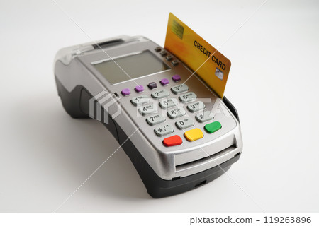 Payment POS terminal for finance and shopping business and technology. Payment POS terminal for finance and shopping business and technology. 119263896