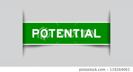 Green color square label sticker with word potential that inserted in gray background Green color square label sticker with word potential that inserted in gray background 119264061