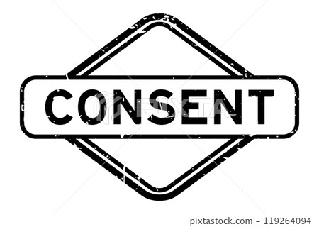 Grunge black consent word rubber seal stamp on white background 119264094