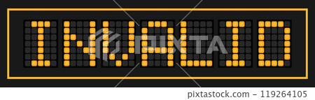 Orange color led banner in word invalid on black background Orange color led banner in word invalid on black background 119264105
