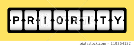 Black color in word priority on slot banner with yellow color background 119264122