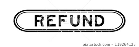Grunge black refund word rubber seal stamp on white background 119264123