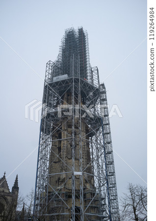 Scaffolding on Saint Michel church in Bordeaux city Scaffolding on Saint Michel church in Bordeaux city 119264984