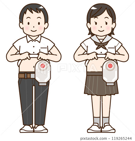 Artificial anus, stoma, colon, child, baby, illustration Artificial anus, stoma, colon, child, baby, illustration 119265244