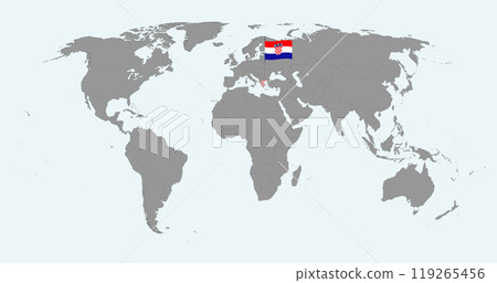 Pin map with Croatia flag on world map. Vector illustration. 119265456