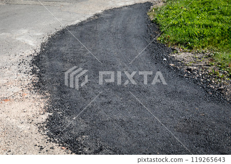 Road construction, new and old asphalt pavement Road construction, new and old asphalt pavement 119265643