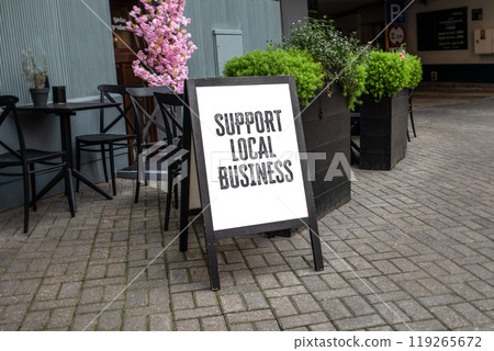 Support Local Business. Advertising banner on the street 119265672