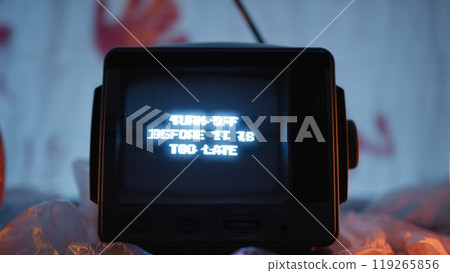 Scary Noise TV With Horror Writings On Halloween Night 119265856