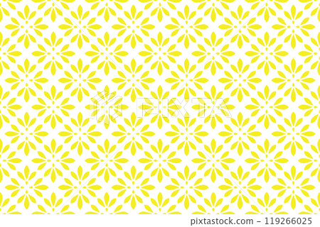 Flower geometric pattern. Seamless vector background. White and yellow ornament Flower geometric pattern. Seamless vector background. White and yellow ornament 119266025