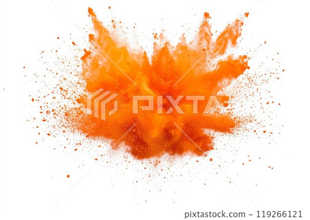 bright orange paint color powder explosion burst. Generative AI. 119266121