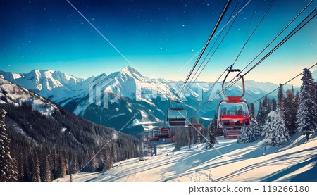 [AI圖像]晴天滑雪場的圖像 119266180