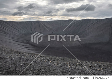 Black volcanic sand texture for background. View of coal mine. Black volcanic sand texture for background. View of coal mine. 119266276