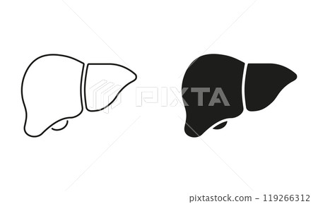 Liver Line and Silhouette Icon. Hepatic System Sign. Human Liver for Anatomy and Biology Concept. Anatomy of Human Internal Organ Symbol. Editable Stroke. Isolated Vector Illustration Liver Line and Silhouette Icon. Hepatic System Sign. Human Liver for Anatomy and Biology Concept. Anatomy of Human Internal Organ Symbol. Editable Stroke. Isolated Vector Illustration 119266312