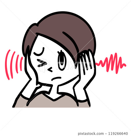 Woman with tinnitus Woman with tinnitus 119266640