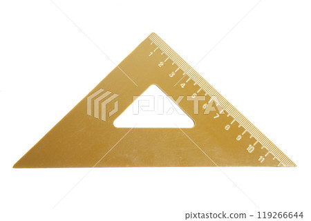 Triangle ruler isolated on white background Triangle ruler isolated on white background 119266644