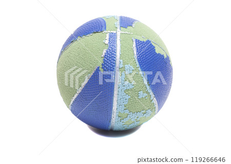 Old and spoiled basketball ball 119266646