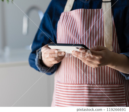 Housewife with a smartphone 119266691