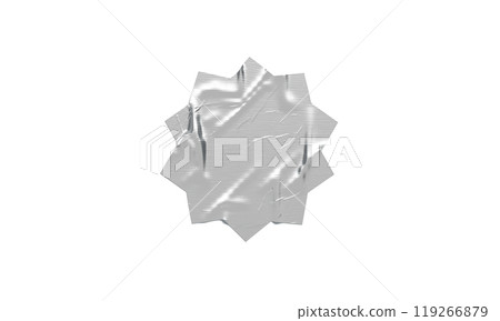 Blank silver sharp round adhesive crumpled tape mockup, top view 119266879
