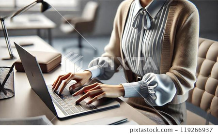Office casual woman's hands and laptop Office casual woman's hands and laptop 119266937
