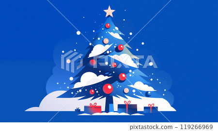 卡通可爱的圣诞树插画 119266969