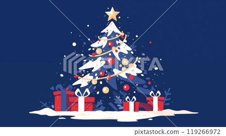 卡通可爱的圣诞树插画 119266972