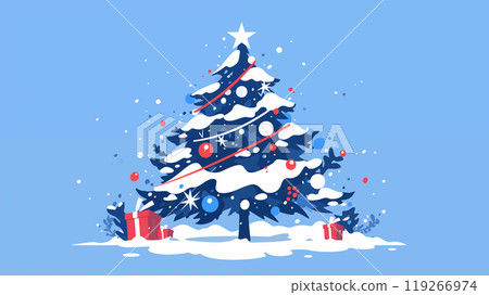 卡通可爱的圣诞树插画 119266974