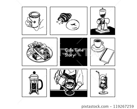 Simple coffee hand-drawn illustration. Cafe time illustration 119267259