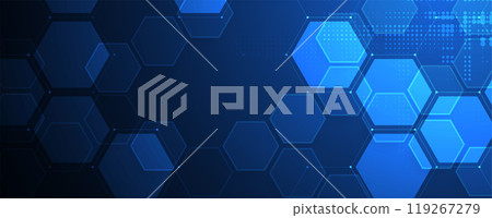 Abstract blue geometric hexagon shape technology and science background. Vector handmade 119267279